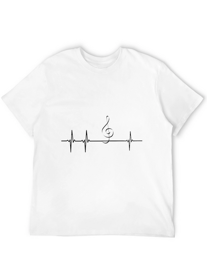 Music Lovers Heartbeat Tee - Black Graphic T-Shirt
