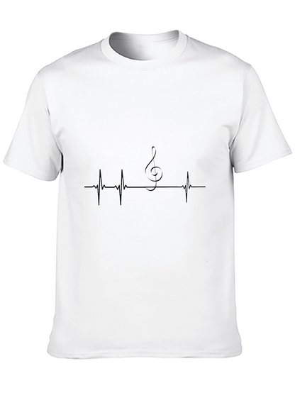 Music Lovers Heartbeat Tee - Black Graphic T-Shirt