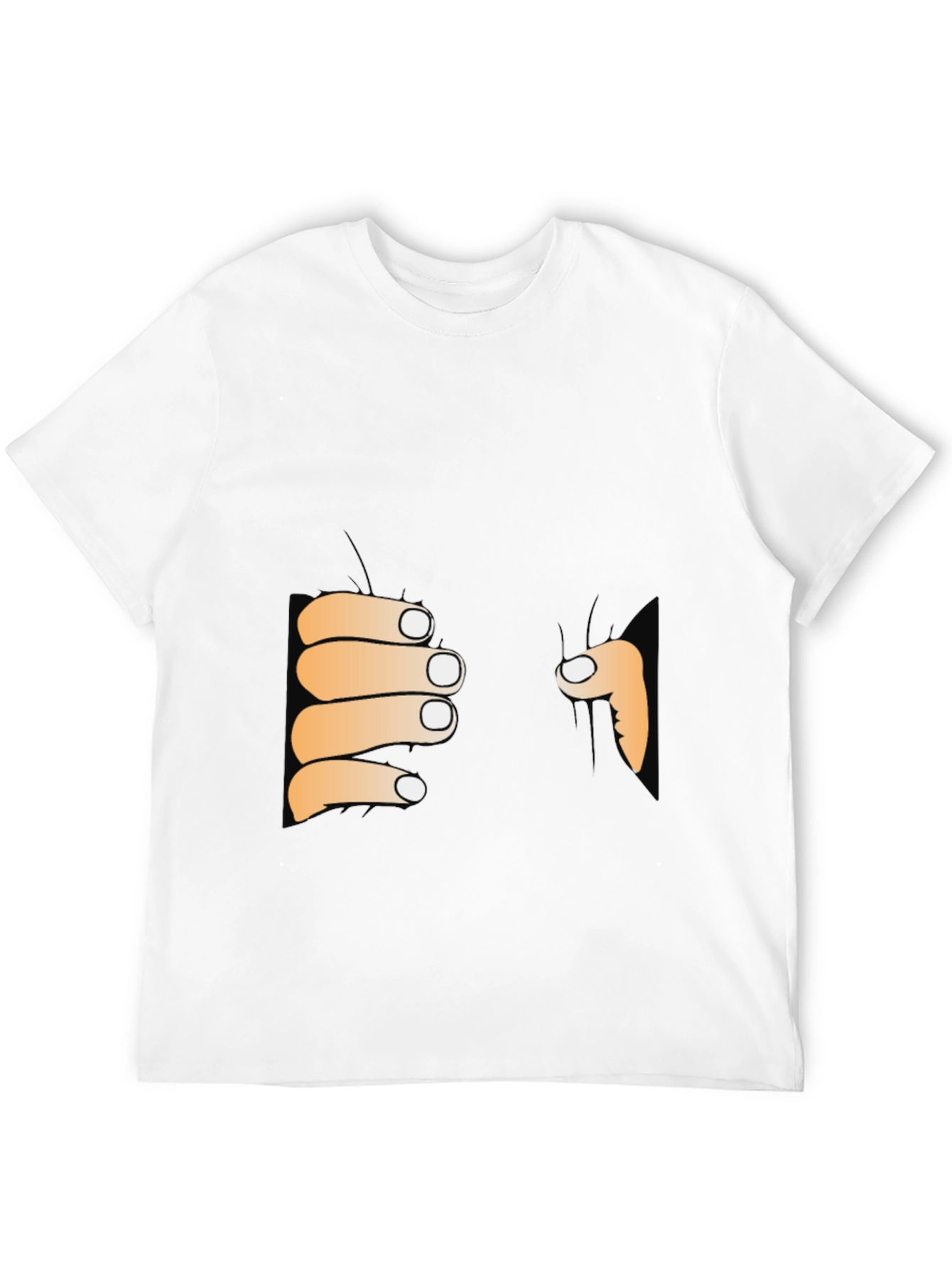 Funny Peeking Hands Graphic Tee - Black T-Shirt