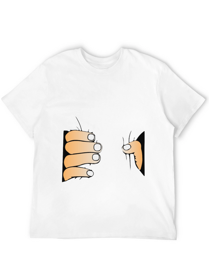 Funny Peeking Hands Graphic Tee - Black T-Shirt
