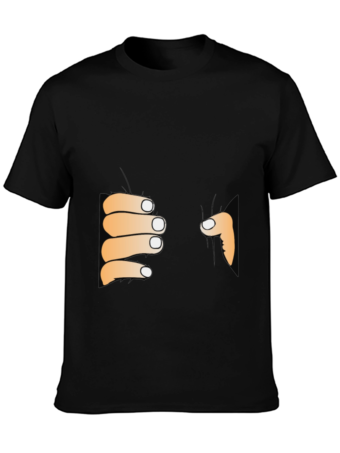 Funny Peeking Hands Graphic Tee - Black T-Shirt