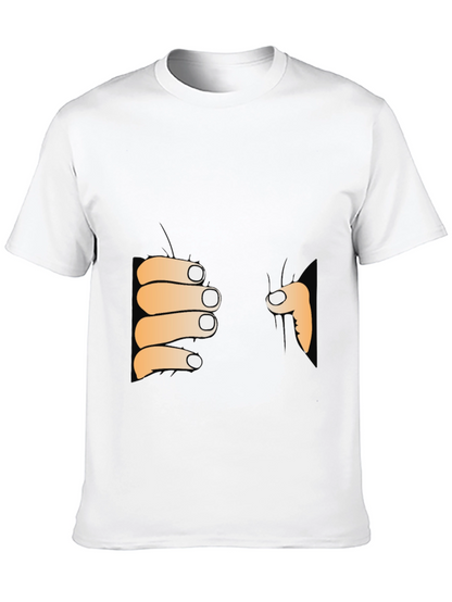 Funny Peeking Hands Graphic Tee - Black T-Shirt