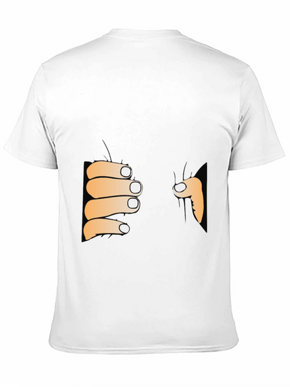 Funny Peeking Hands Graphic Tee - Black T-Shirt