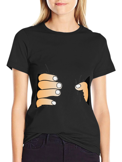 Funny Peeking Hands Graphic Tee - Black T-Shirt