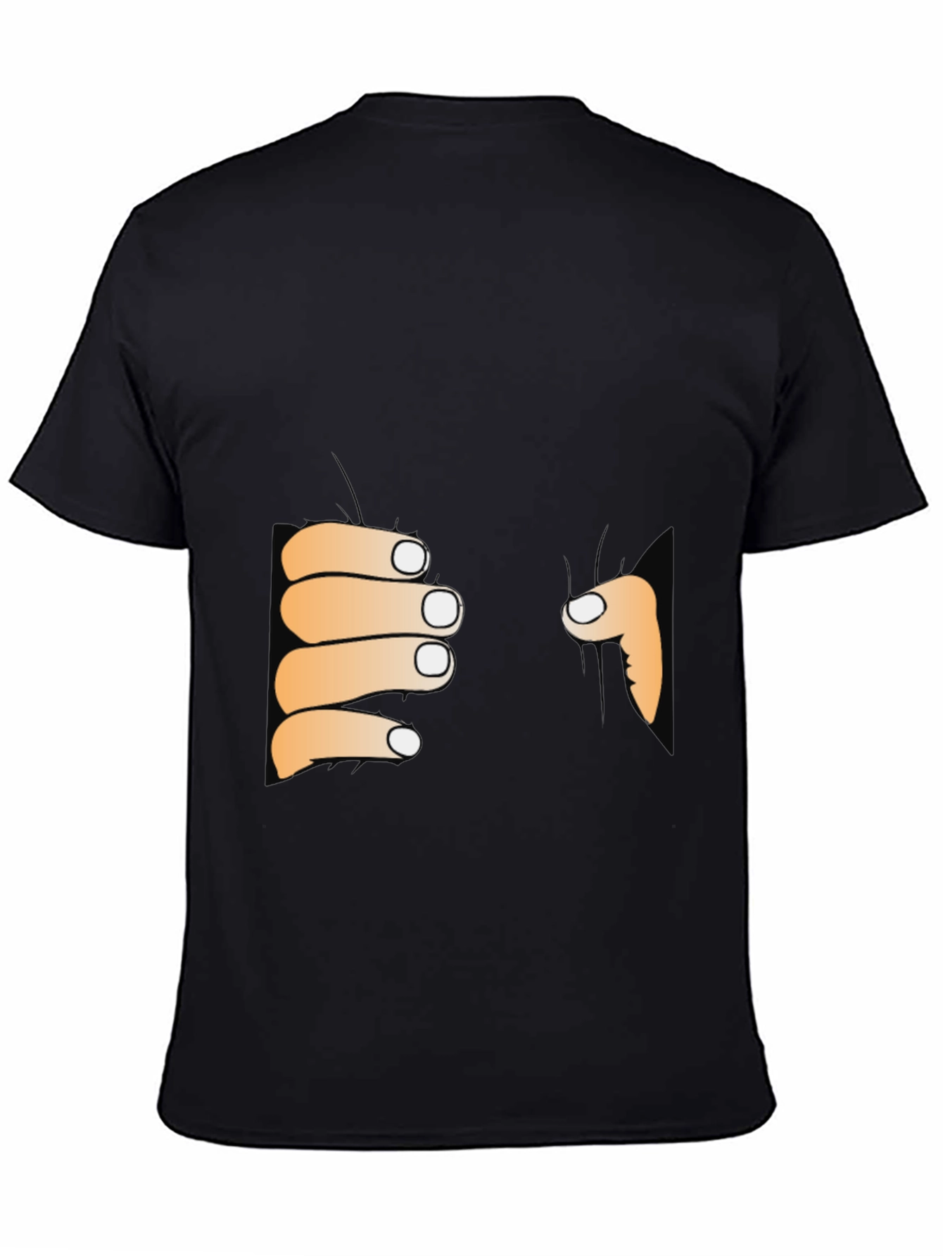 Funny Peeking Hands Graphic Tee - Black T-Shirt