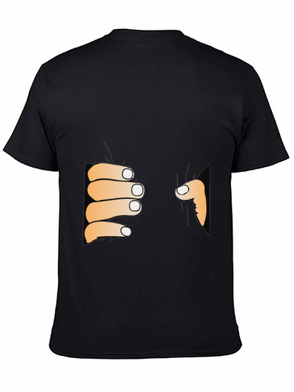 Funny Peeking Hands Graphic Tee - Black T-Shirt