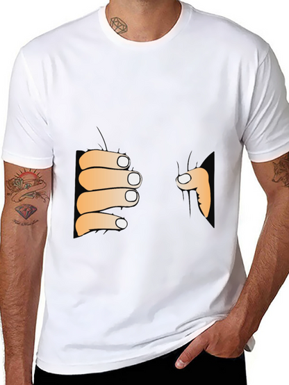 Funny Peeking Hands Graphic Tee - Black T-Shirt