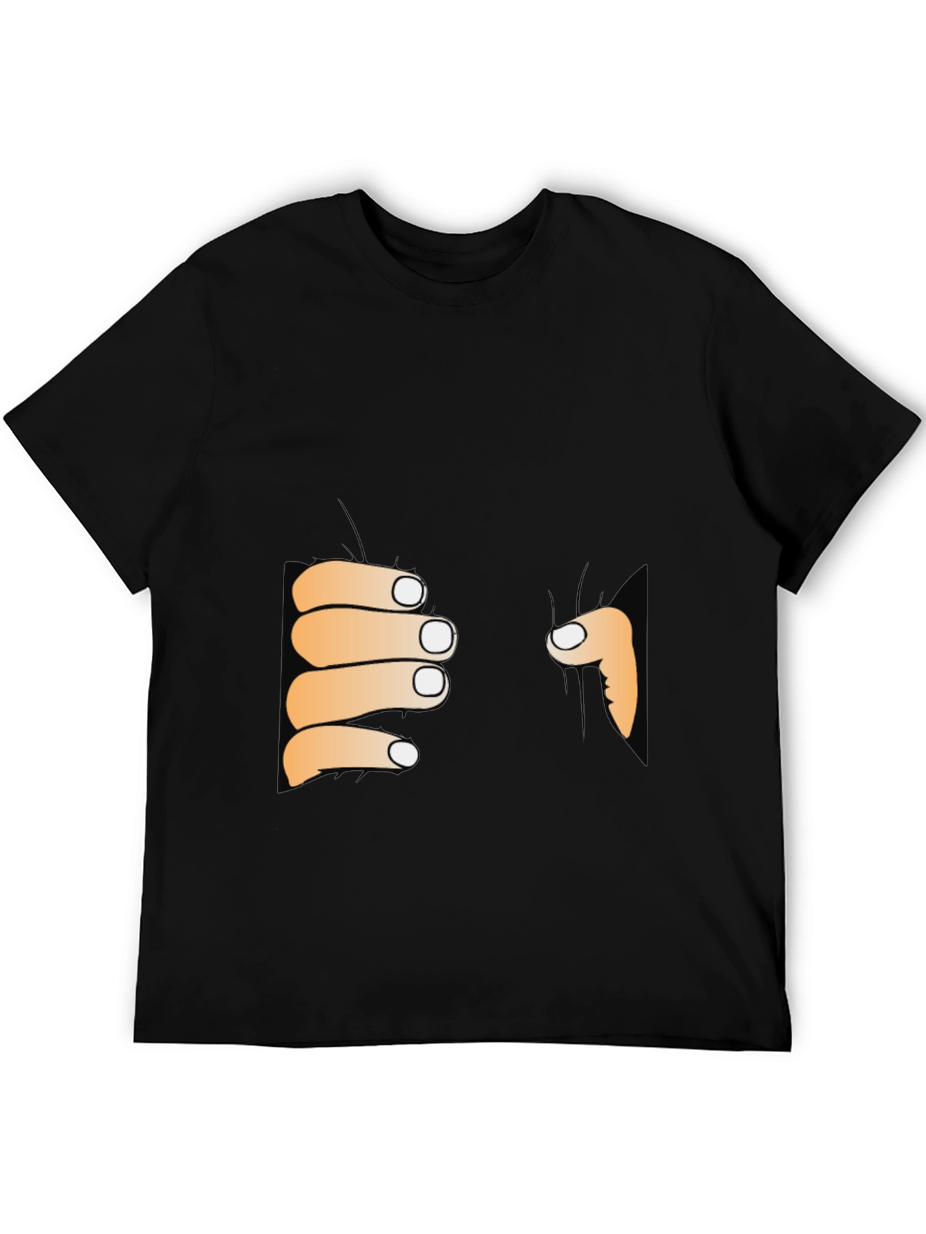 Funny Peeking Hands Graphic Tee - Black T-Shirt
