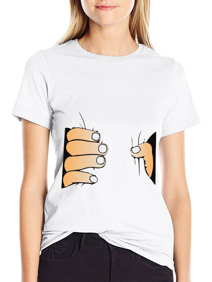Funny Peeking Hands Graphic Tee - Black T-Shirt