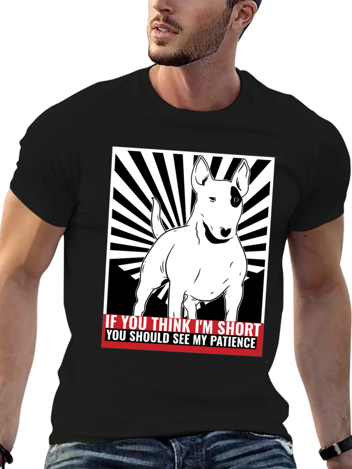 Funny Bull Terrier Short Patience Mens T-Shirt