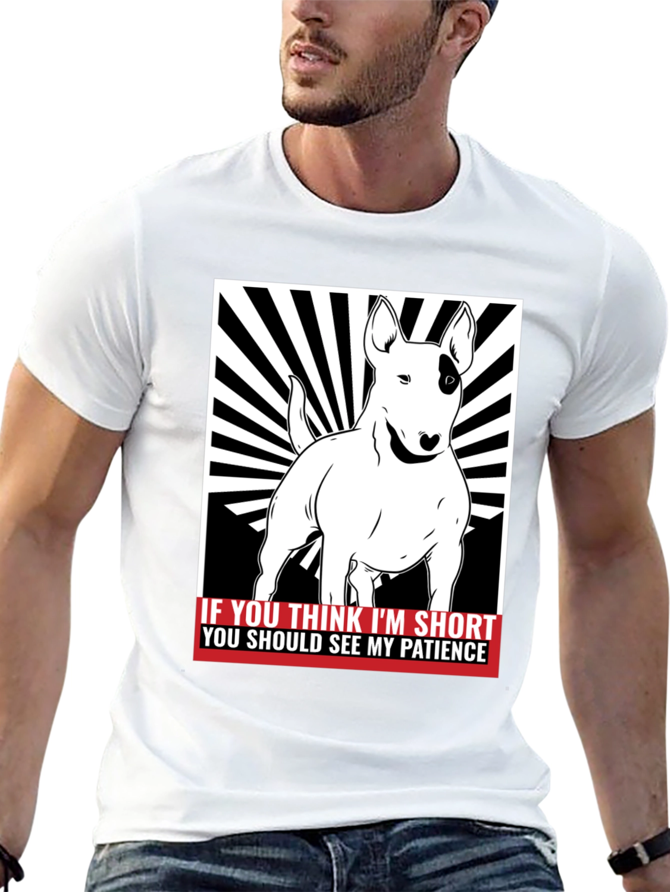 Funny Bull Terrier Short Patience Mens T-Shirt
