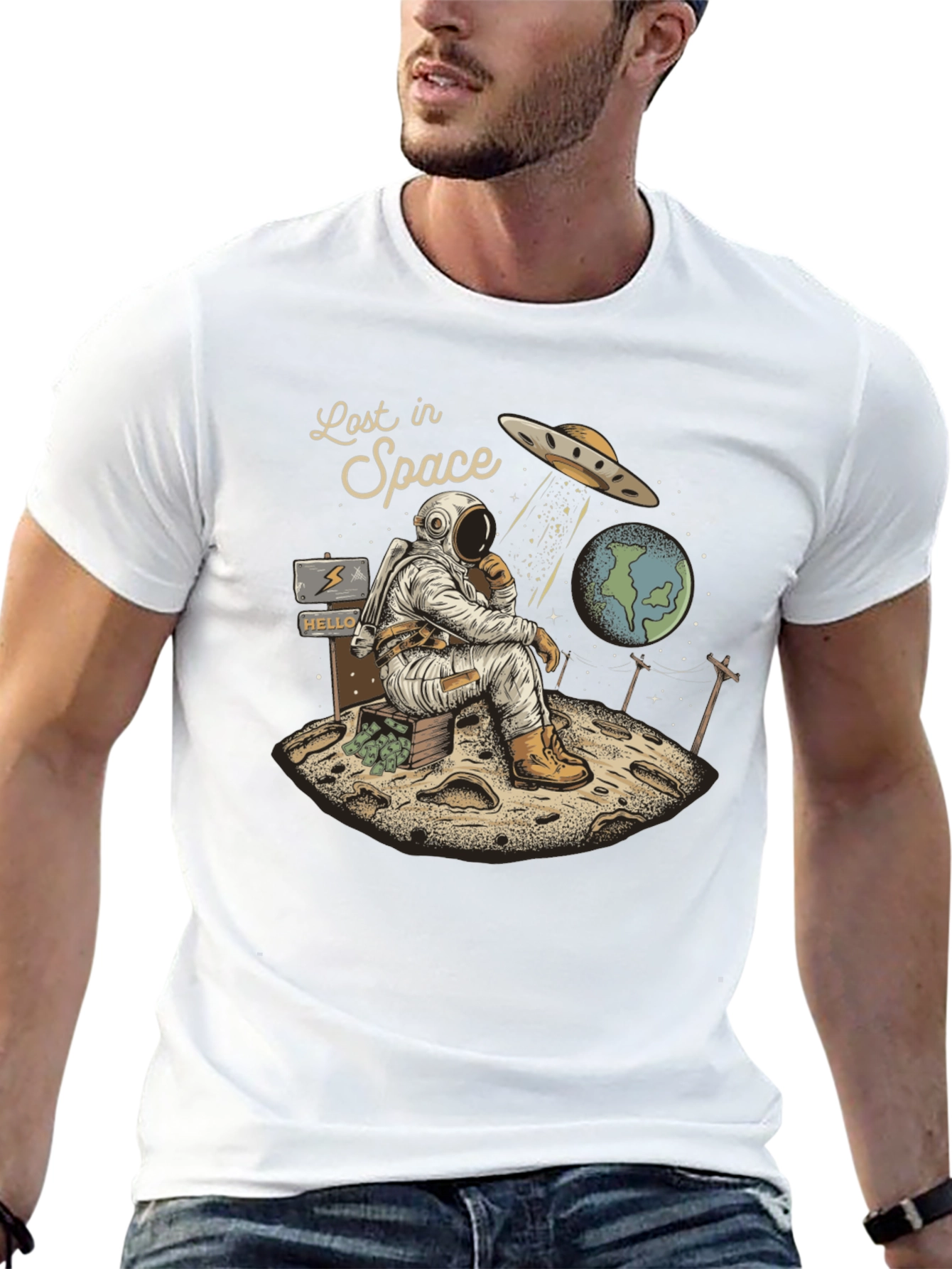 Lost in Space Graphic Tee - Relaxed Astronaut Design