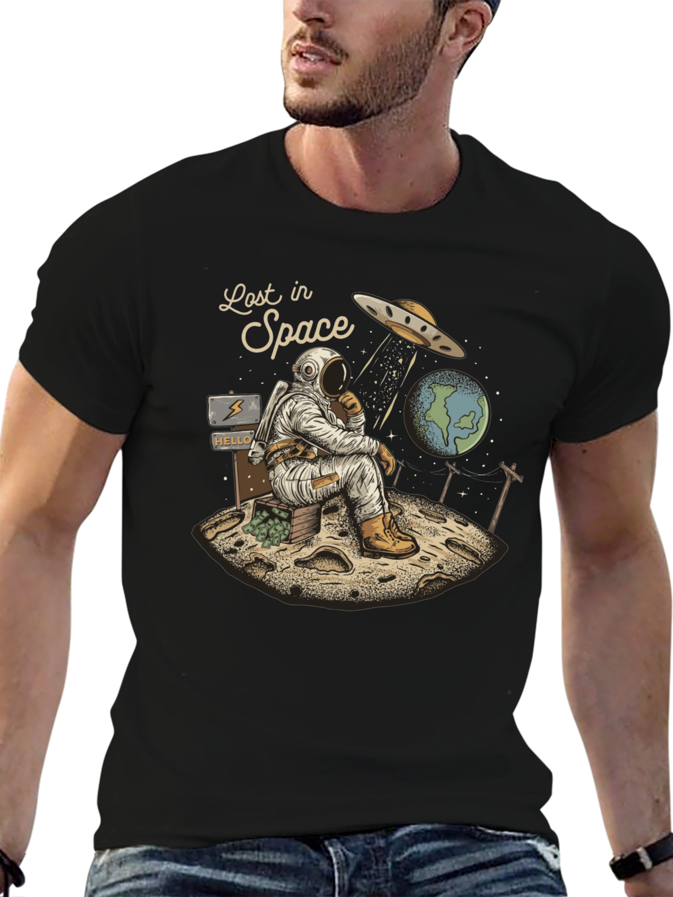 Lost in Space Graphic Tee - Relaxed Astronaut Design
