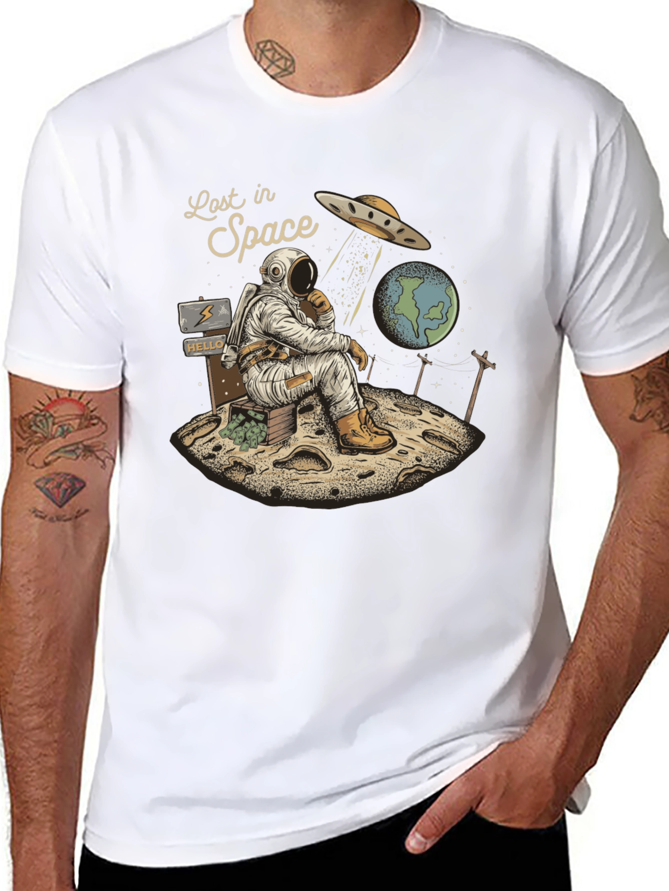 Lost in Space Graphic Tee - Relaxed Astronaut Design