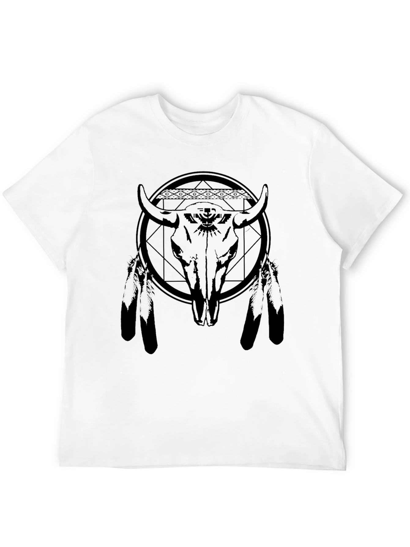 Bison Skull Graphic Tee - Black Cotton Blend