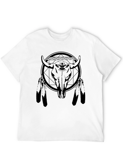 Bison Skull Graphic Tee - Black Cotton Blend