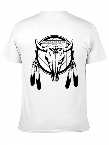 Bison Skull Graphic Tee - Black Cotton Blend