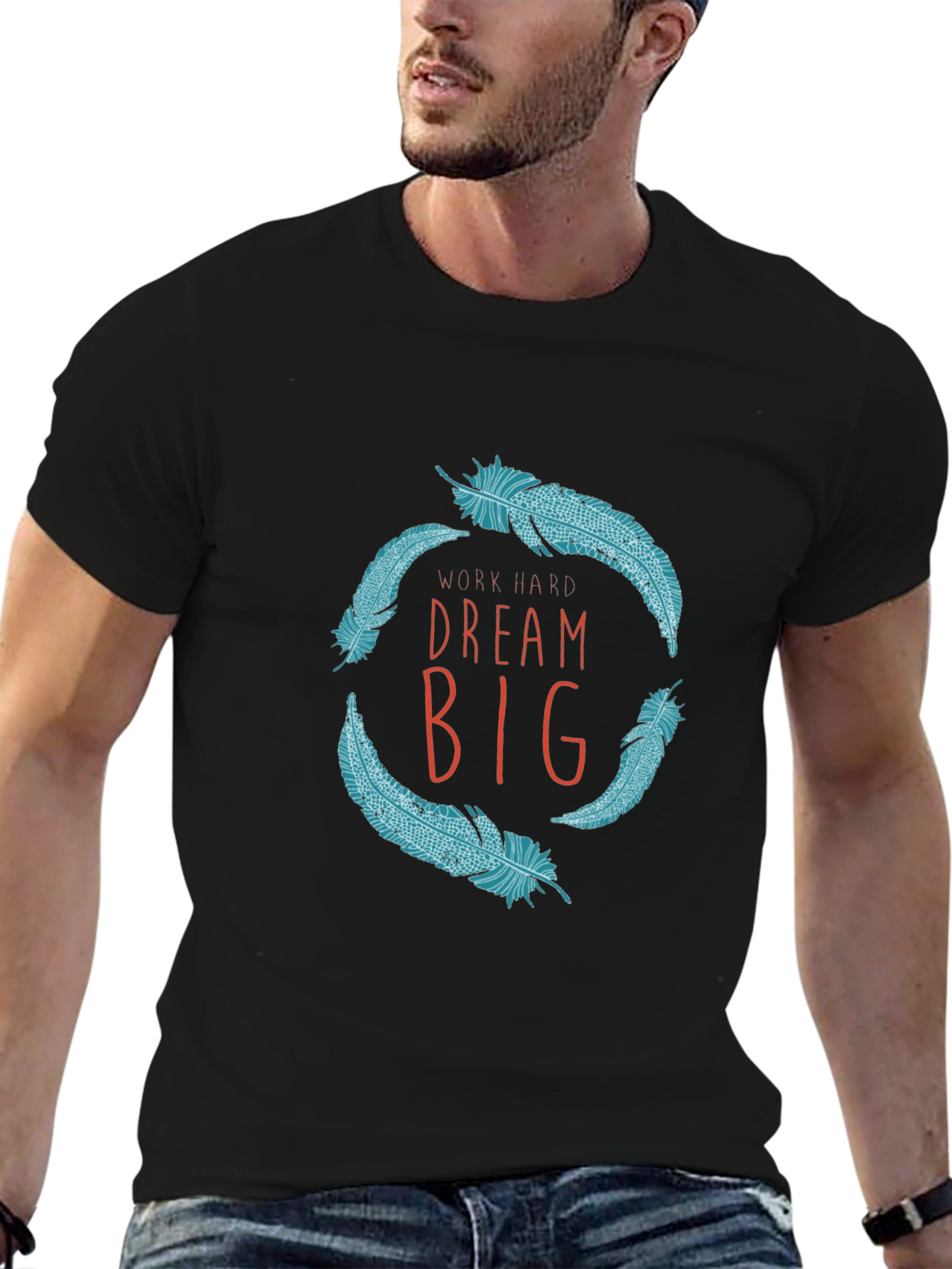 Dream Big Graphic Tee - Black Cotton T-Shirt