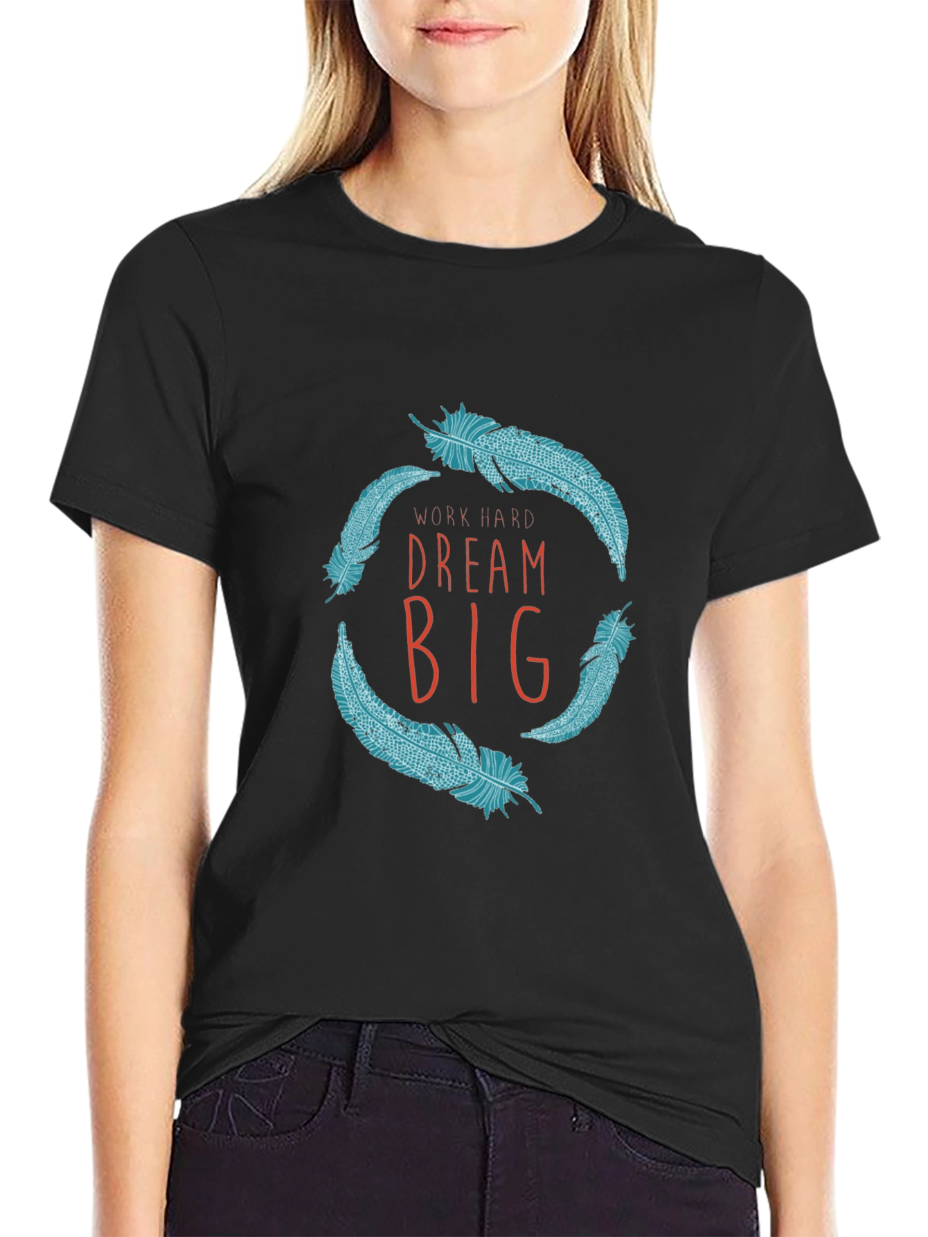Dream Big Graphic Tee - Black Cotton T-Shirt