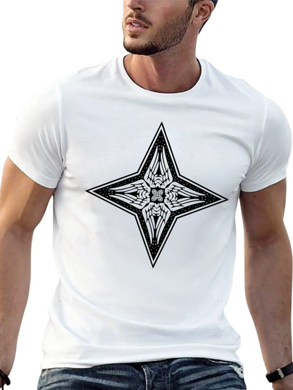 Geometric Star Design Black T-Shirt