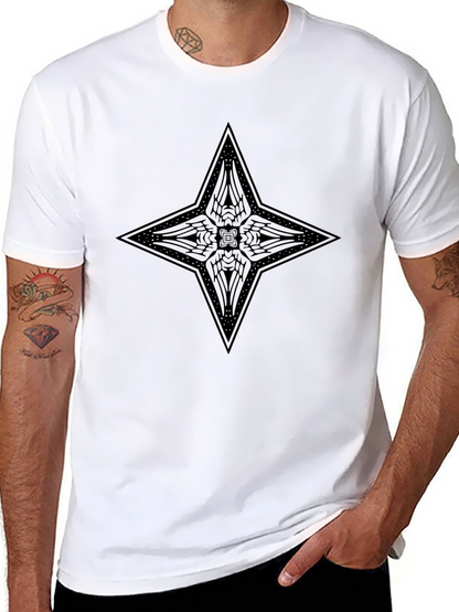 Geometric Star Design Black T-Shirt