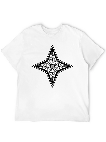 Geometric Star Design Black T-Shirt