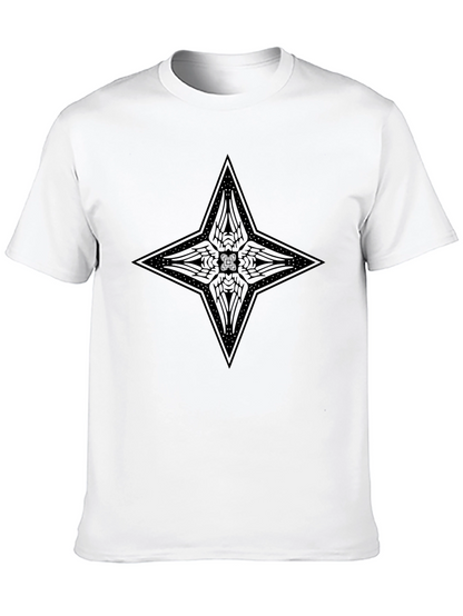 Geometric Star Design Black T-Shirt