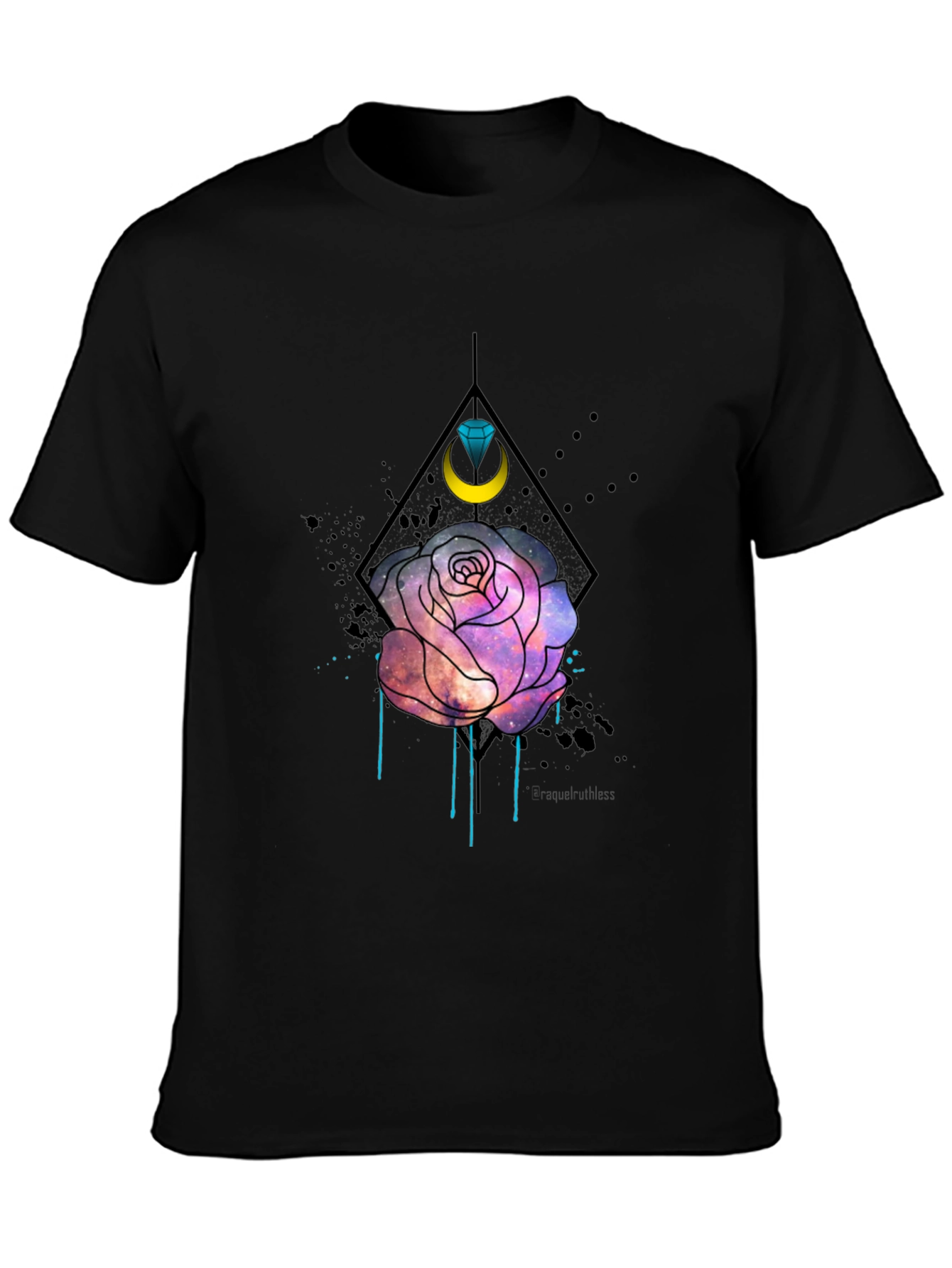 Galaxy Rose Graphic Tee - Trendy Mens Black T-Shirt