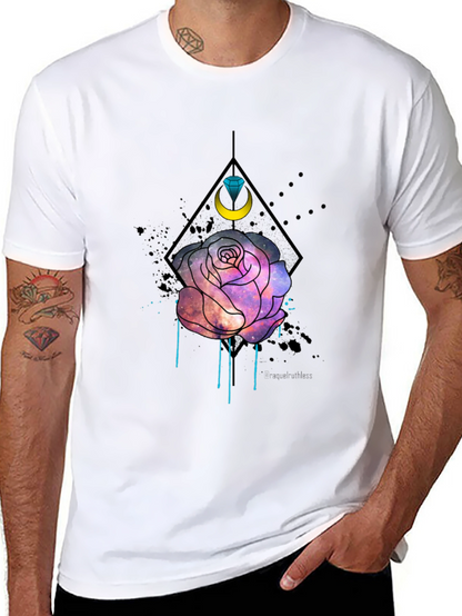 Galaxy Rose Graphic Tee - Trendy Mens Black T-Shirt