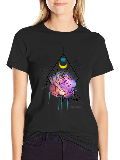 Galaxy Rose Graphic Tee - Trendy Mens Black T-Shirt