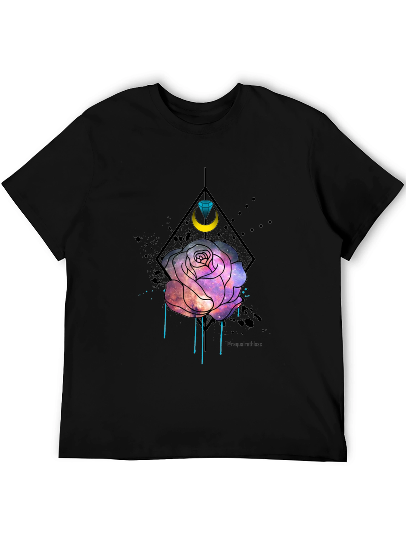 Galaxy Rose Graphic Tee - Trendy Mens Black T-Shirt