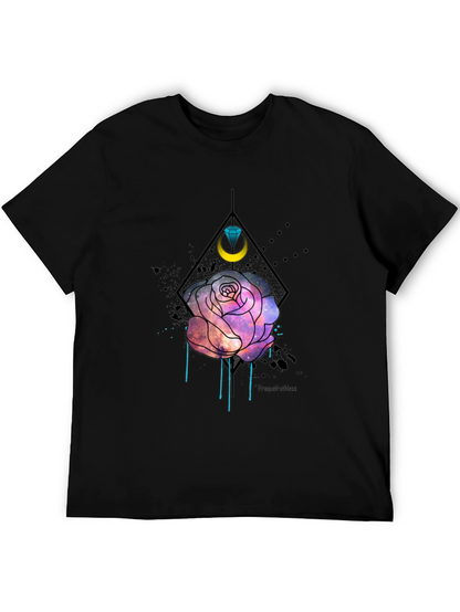Galaxy Rose Graphic Tee - Trendy Mens Black T-Shirt