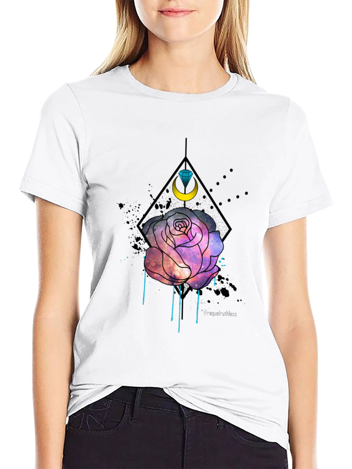 Galaxy Rose Graphic Tee - Trendy Mens Black T-Shirt