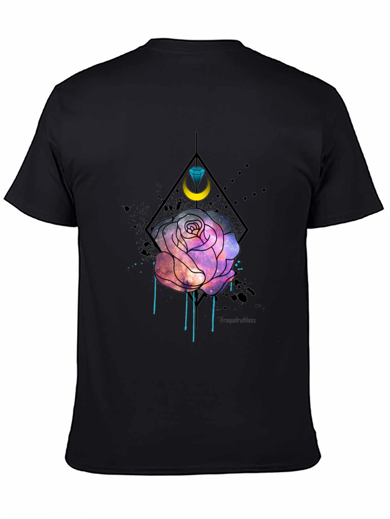 Galaxy Rose Graphic Tee - Trendy Mens Black T-Shirt