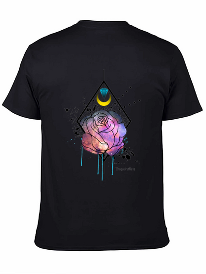 Galaxy Rose Graphic Tee - Trendy Mens Black T-Shirt