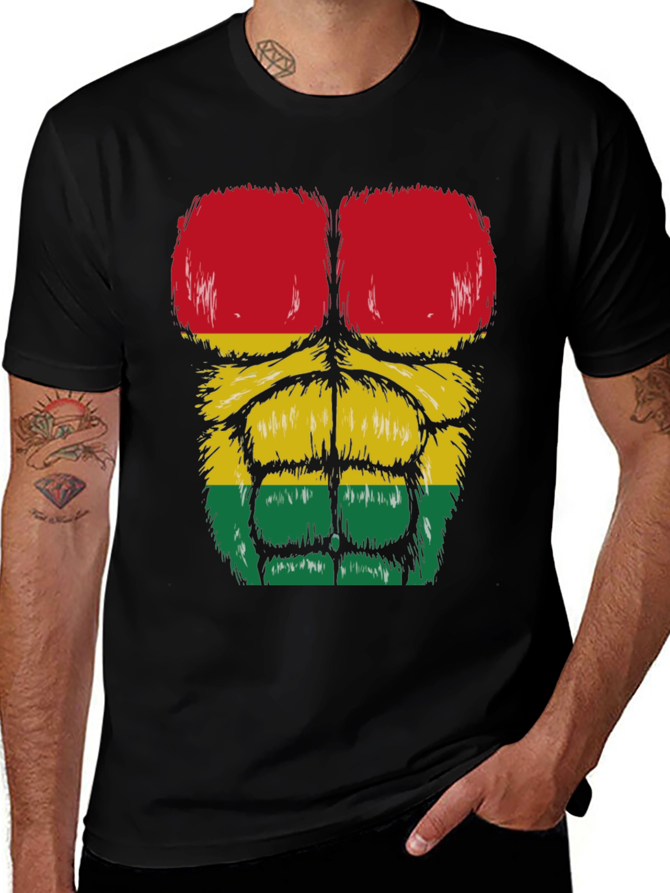 Rasta Gorilla Abs T-Shirt - Funny Graphic Tee