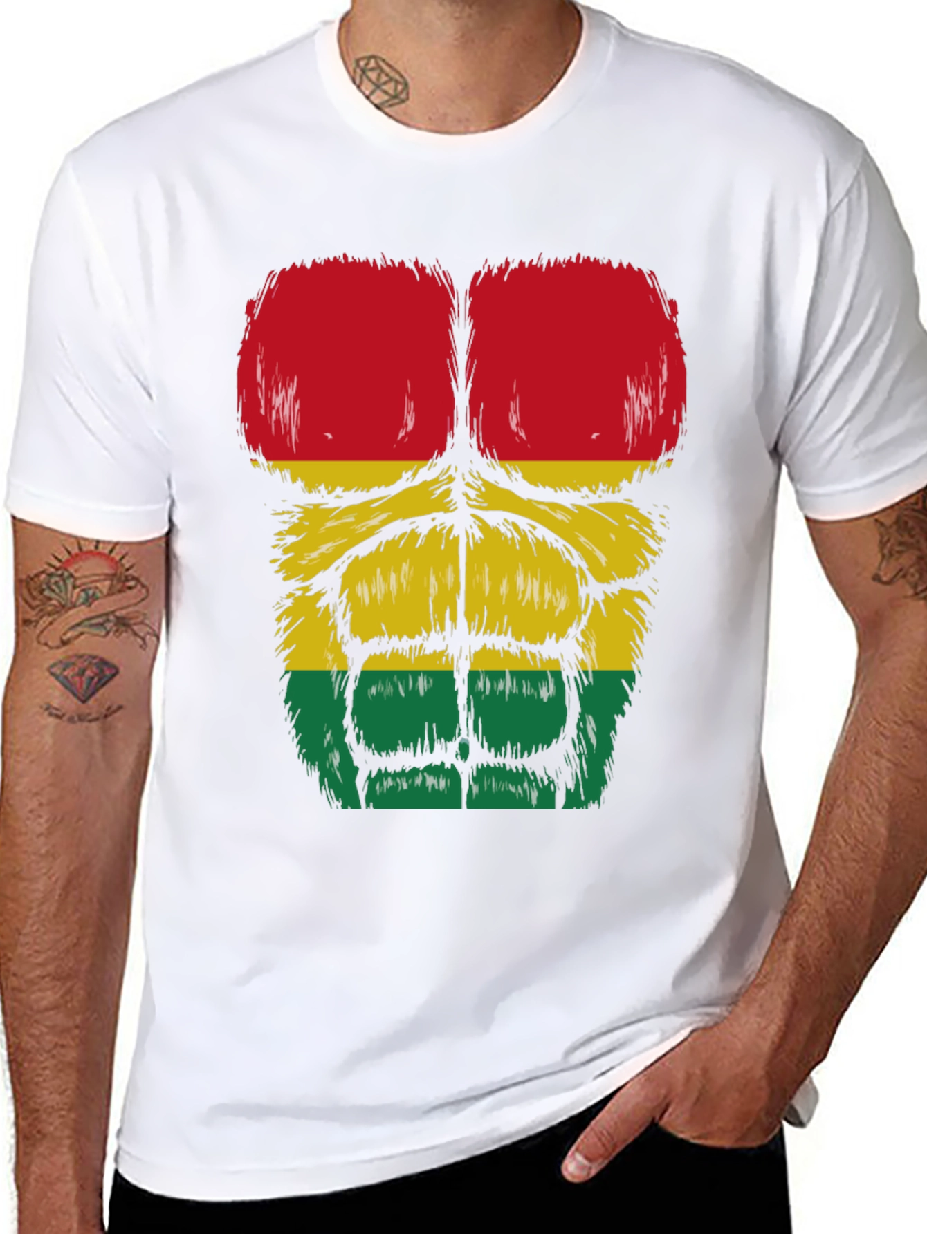Rasta Gorilla Abs T-Shirt - Funny Graphic Tee