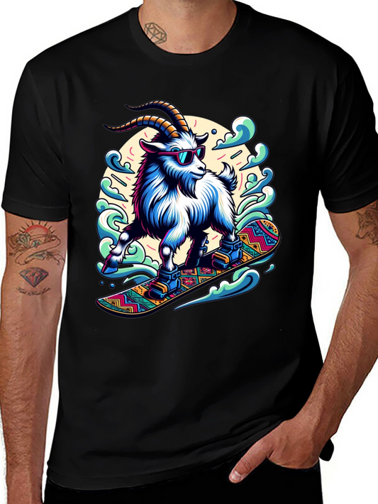 Goat Snowboarding T-Shirt Cool Design