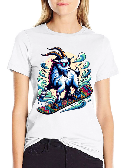 Goat Snowboarding T-Shirt Cool Design