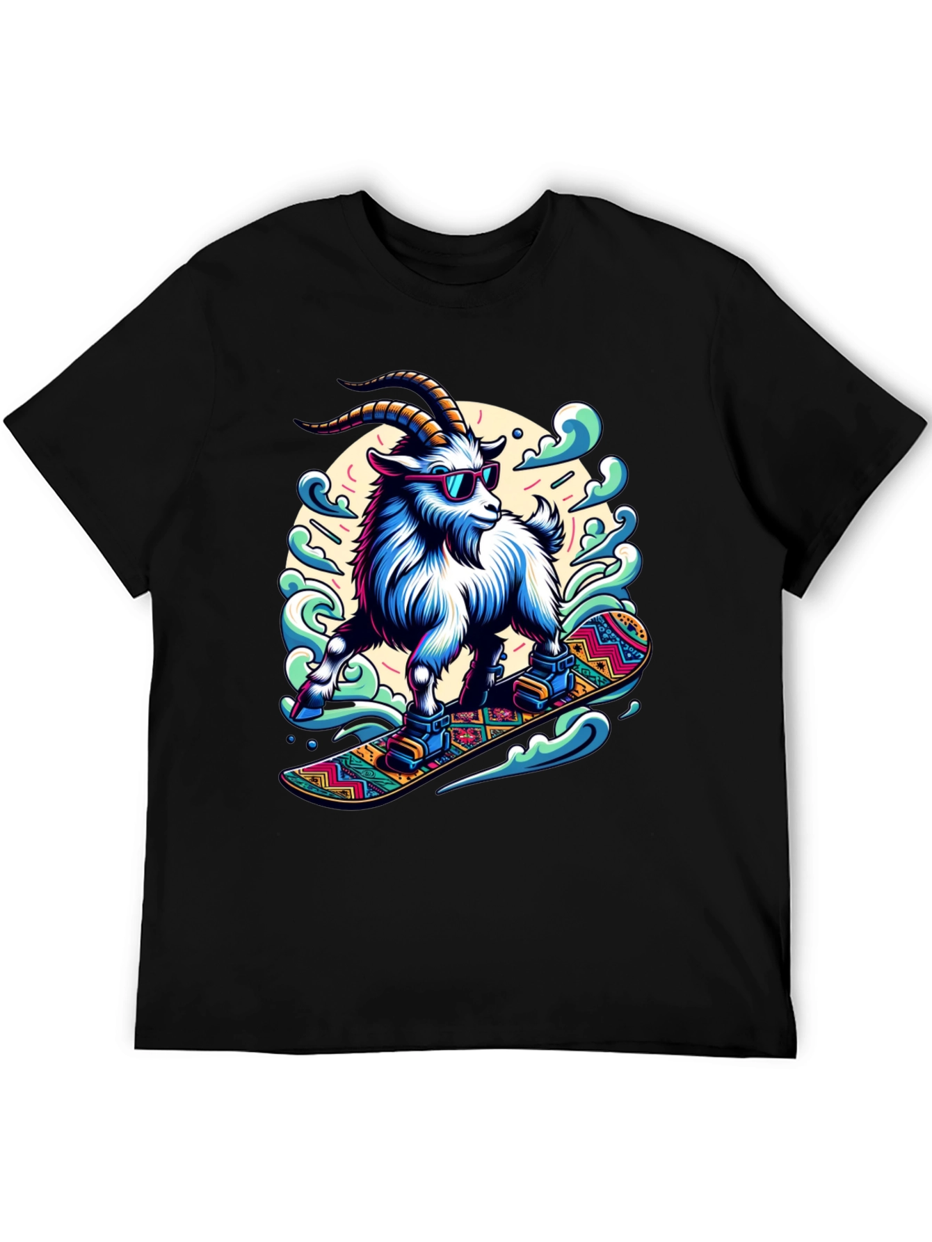 Goat Snowboarding T-Shirt Cool Design