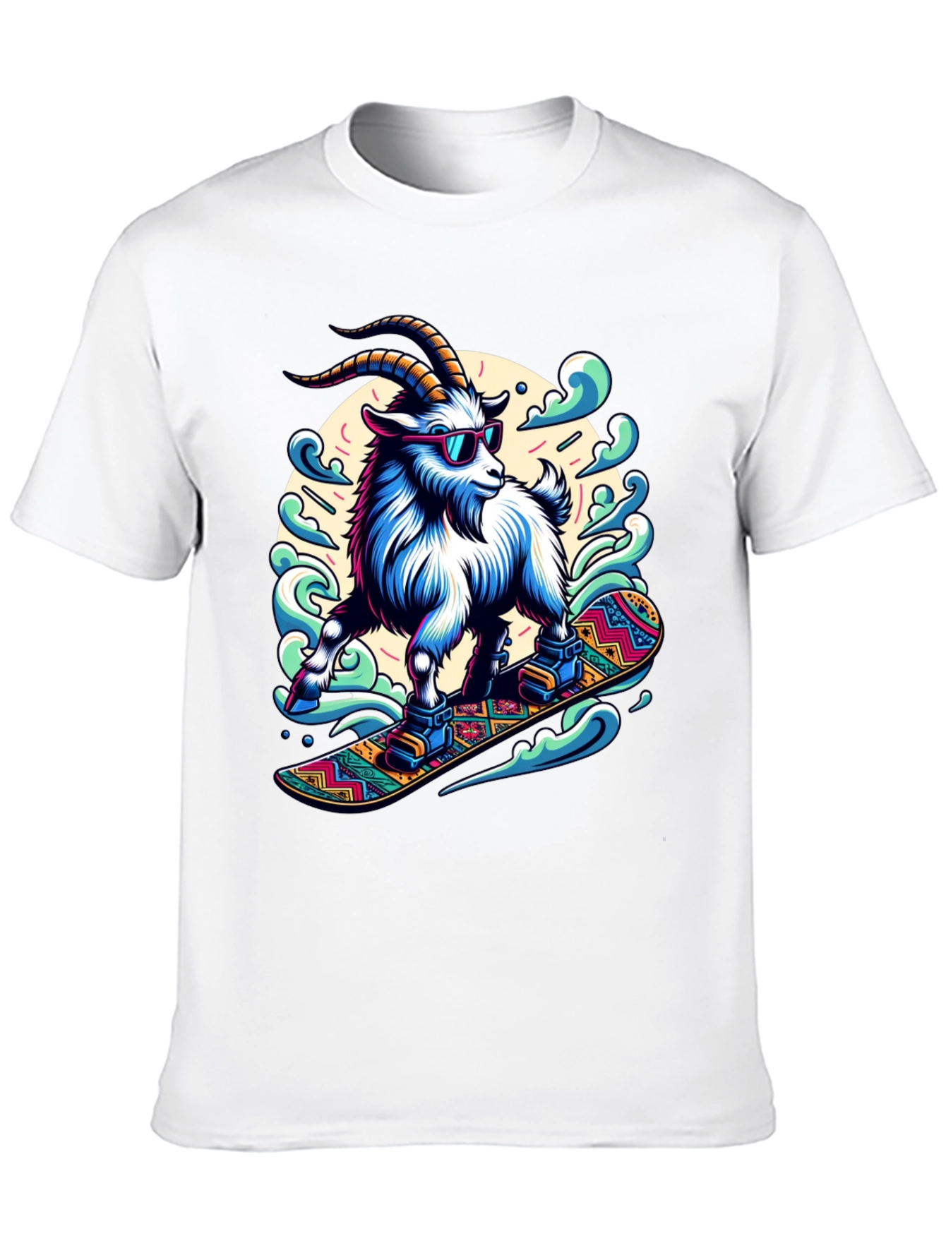 Goat Snowboarding T-Shirt Cool Design