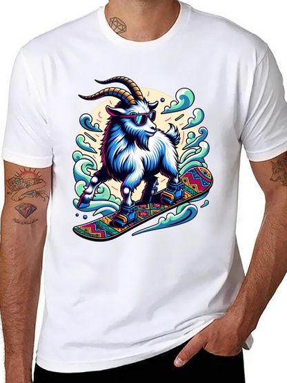 Goat Snowboarding T-Shirt Cool Design