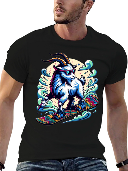 Goat Snowboarding T-Shirt Cool Design