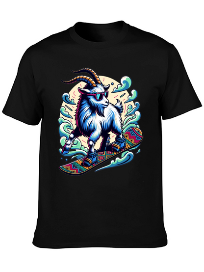 Goat Snowboarding T-Shirt Cool Design