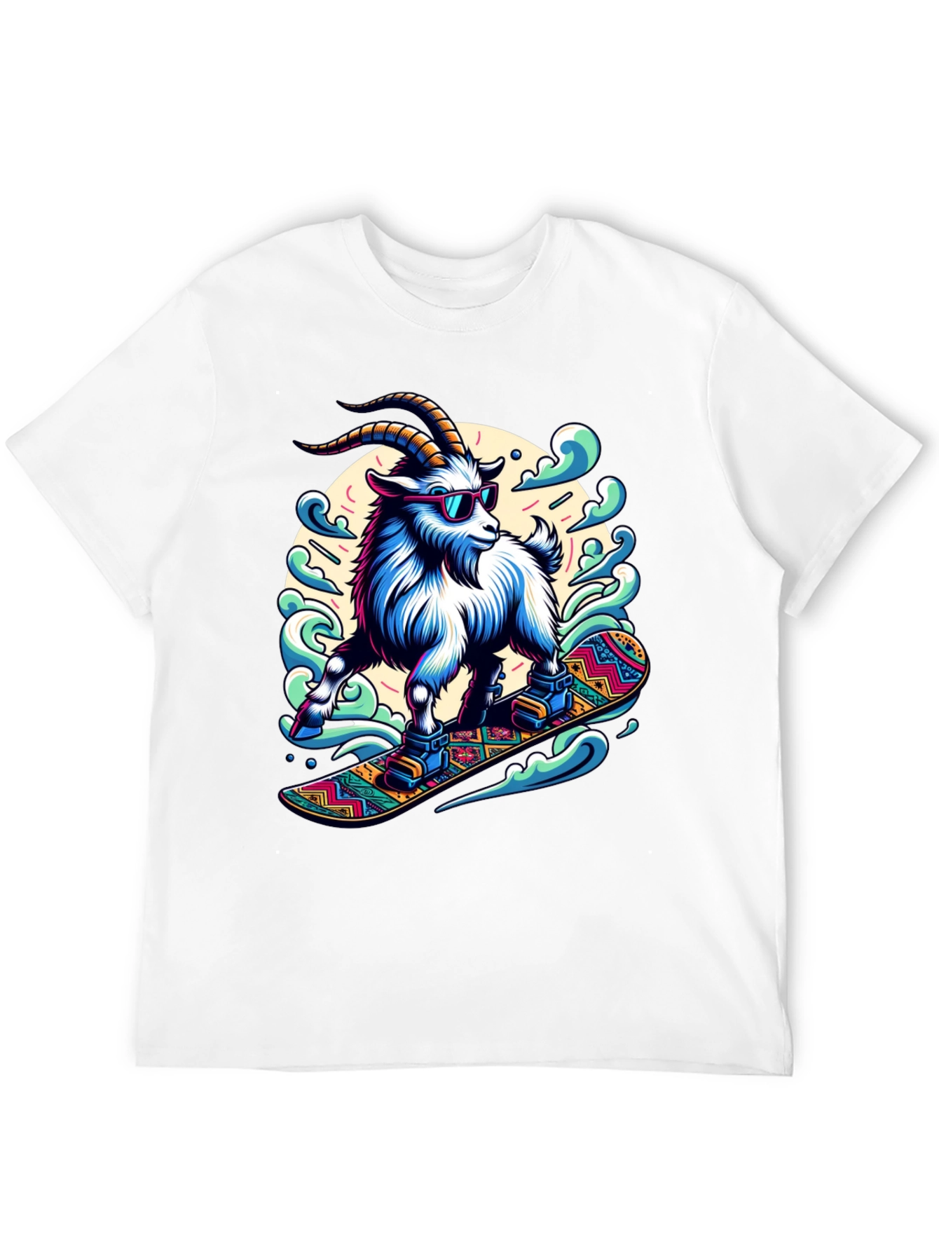 Goat Snowboarding T-Shirt Cool Design