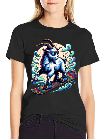 Goat Snowboarding T-Shirt Cool Design