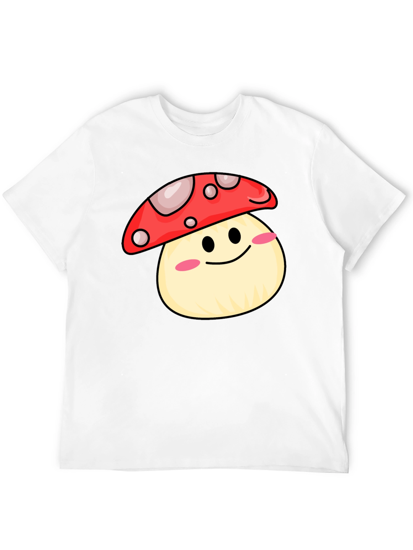 Cute Mushroom Graphic Tee - Black Cotton Shirt