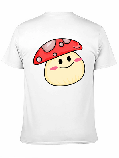 Cute Mushroom Graphic Tee - Black Cotton Shirt