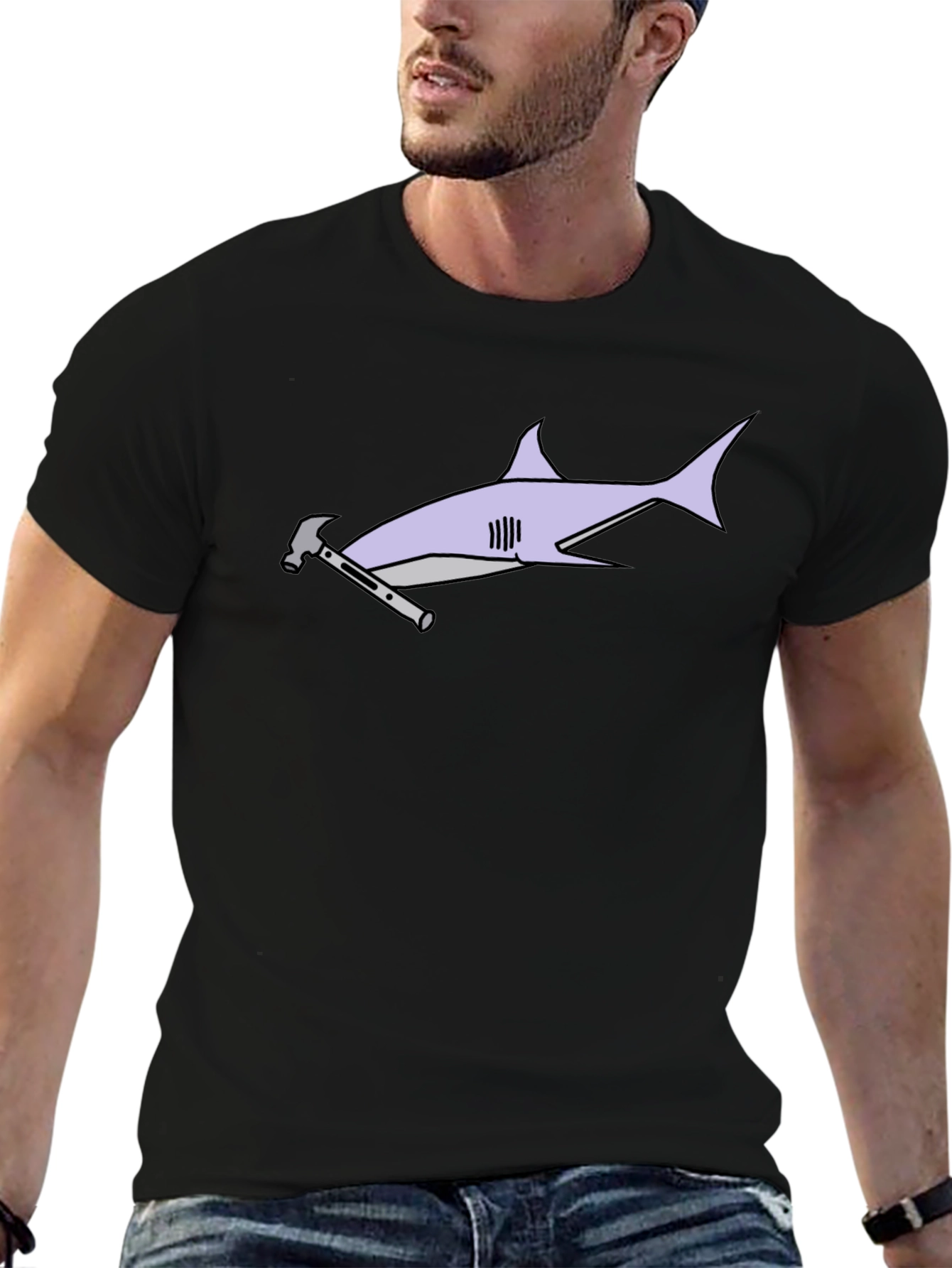 Hammerhead Shark T-Shirt - Black Cotton Graphic Tee