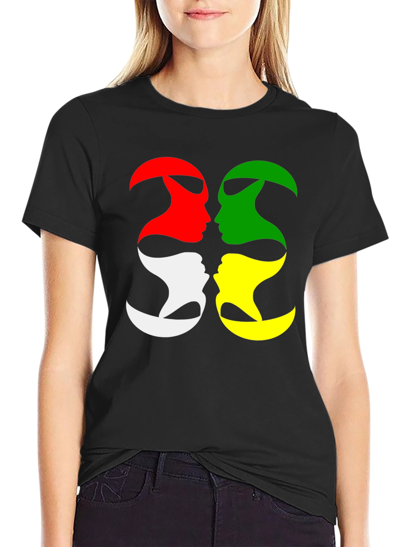 Abstract Face Silhouette Graphic T-Shirt